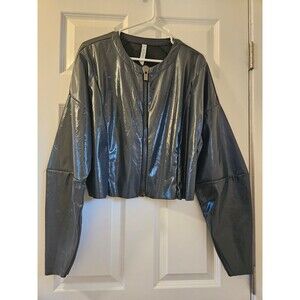 Alo Yoga Liquid Metallic Size Large Gray Zip Up Jacket Los Angeles